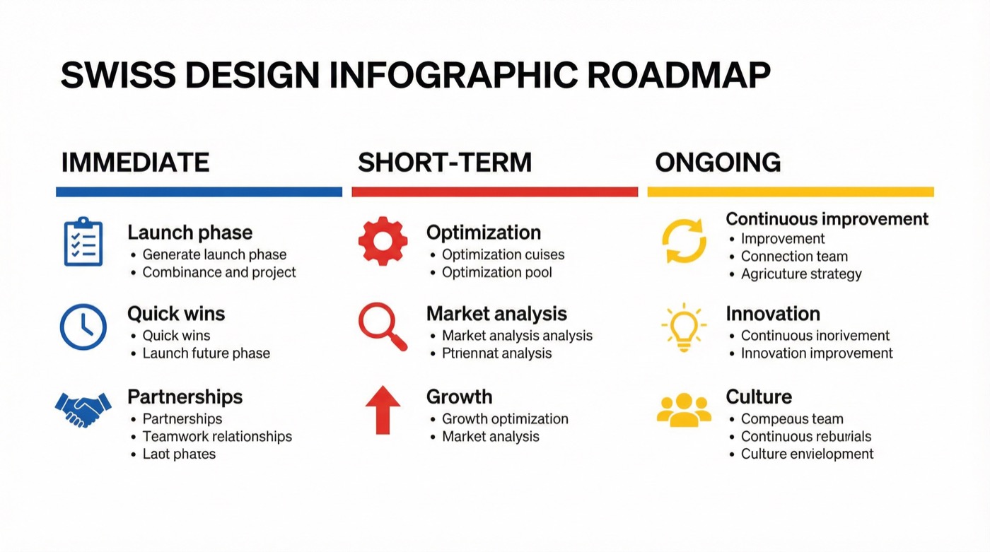 Implementation timeline showing immediate, short-term, and ongoing action steps